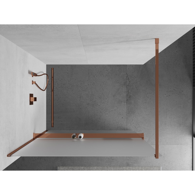 Mexen Kioto+ dušisein riiuliga Walk-in 90 x 200 cm, härmatis, roosa kuld - 800-090-121-60-30