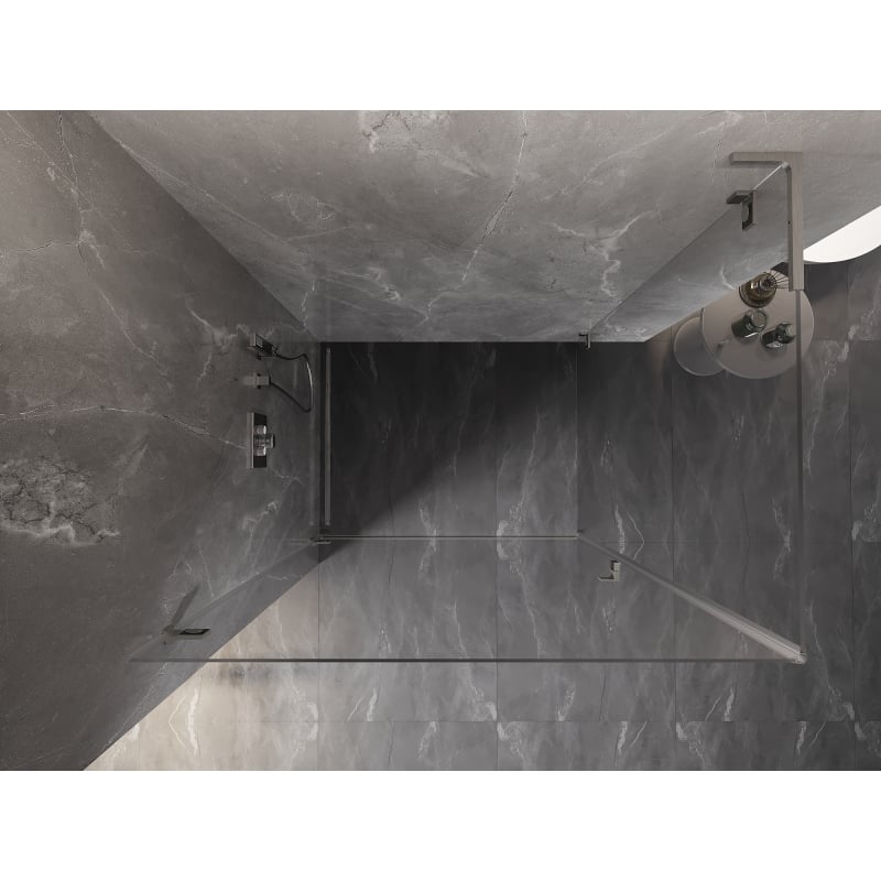 Mexen Lunar-B L left hinged shower enclosure 85 x 70 cm, transparent, brushed nickel- 832L-085-070-97-00-L