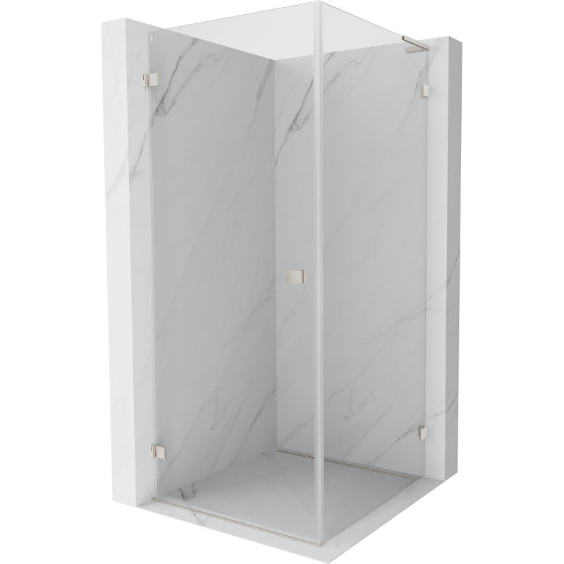 Mexen Lunar-B L Duschkabine schwenkbar links 80 x 80 cm, transparent, gebürstetes Nickel- 832L-080-080-97-00-L