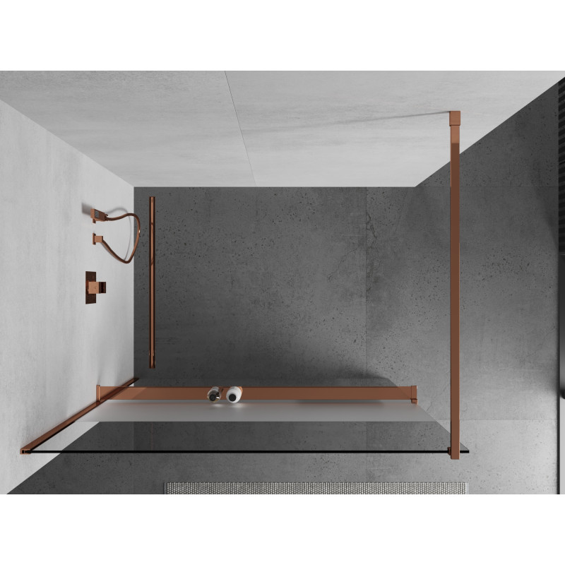 Mexen Kioto+ douchewand met plank Walk-in 80 x 200 cm, transparant/matglas, roze goud - 800-080-121-60-35