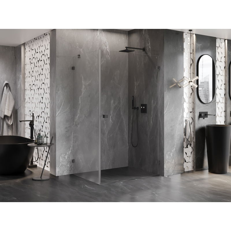 Mexen Lunar-B Right Hinged Shower Enclosure 85 x 80 cm, Transparent, Gun Metal - 832-085-080-95-00-P