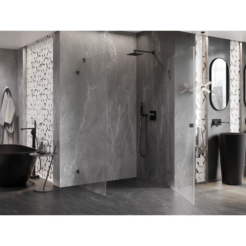 Mexen Lunar-B dušinurk, pööratav parem, 95 x 80 cm, läbipaistev, gun metal - 832-095-080-95-00-P