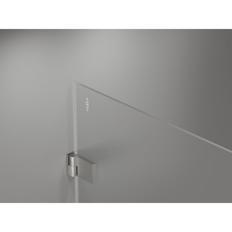 Mexen Lunar-B Duschkabine, rechts schwenkbar, 80 x 80 cm, transparent, gebürsteter Nickel - 832-080-080-97-00-P