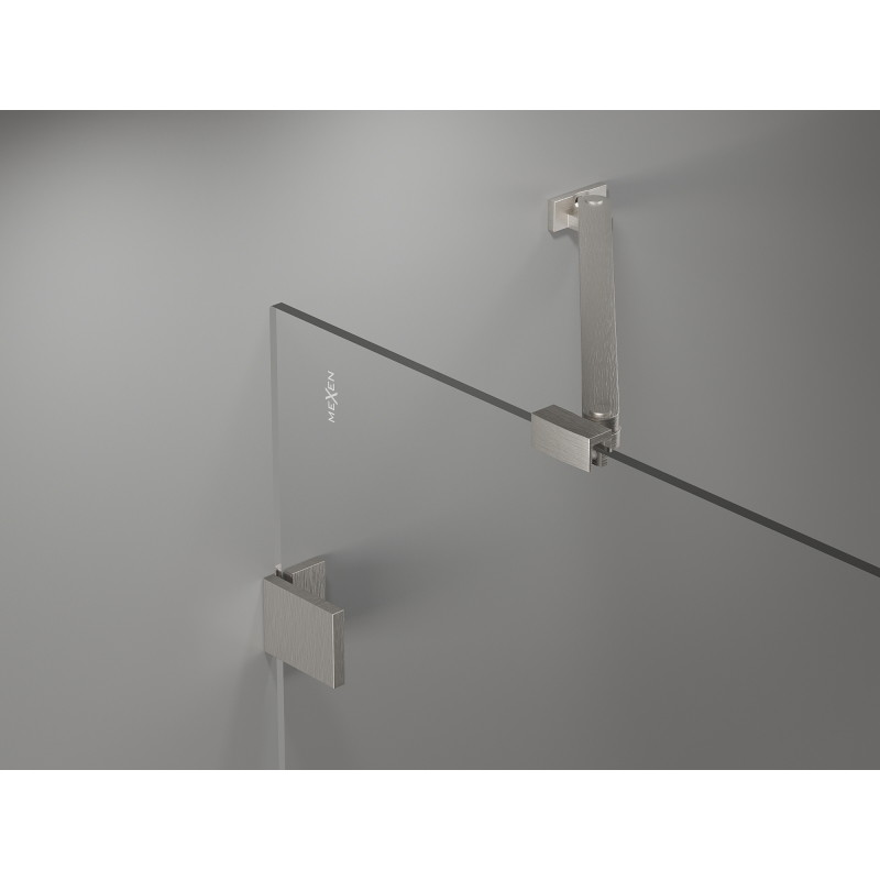 Mexen Lunar-B dušinurk, liigendustega parem, 80 x 80 cm, läbipaistev, harjatud nikkel - 832-080-080-97-00-P