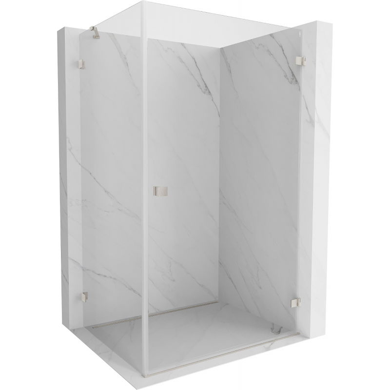 Mexen Lunar-B Duschkabine, nach rechts öffnend, 90 x 80 cm, transparent, gebürsteter Nickel - 832-090-080-97-00-P