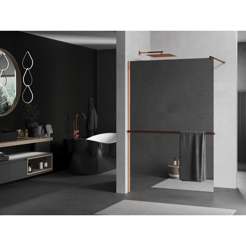 Mexen Kioto+ dušisein koos riiuliga Walk-in 70 x 200 cm, peegel, roosa kuld - 800-070-121-60-50