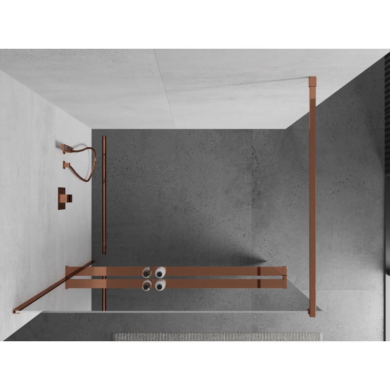 Mexen Kioto+ dušisein koos riiuliga Walk-in 70 x 200 cm, peegel, roosa kuld - 800-070-121-60-50