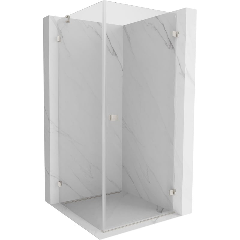 Mexen Lunar-B cabine de douche pivotante droite 90 x 90 cm, transparent, nickel brossé - 832-090-090-97-00-P
