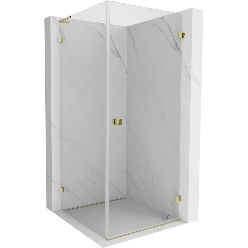 Mexen Lunar-B L shower enclosure hinged right 100 x 100 cm, transparent, gold - 832L-100-100-50-00-P