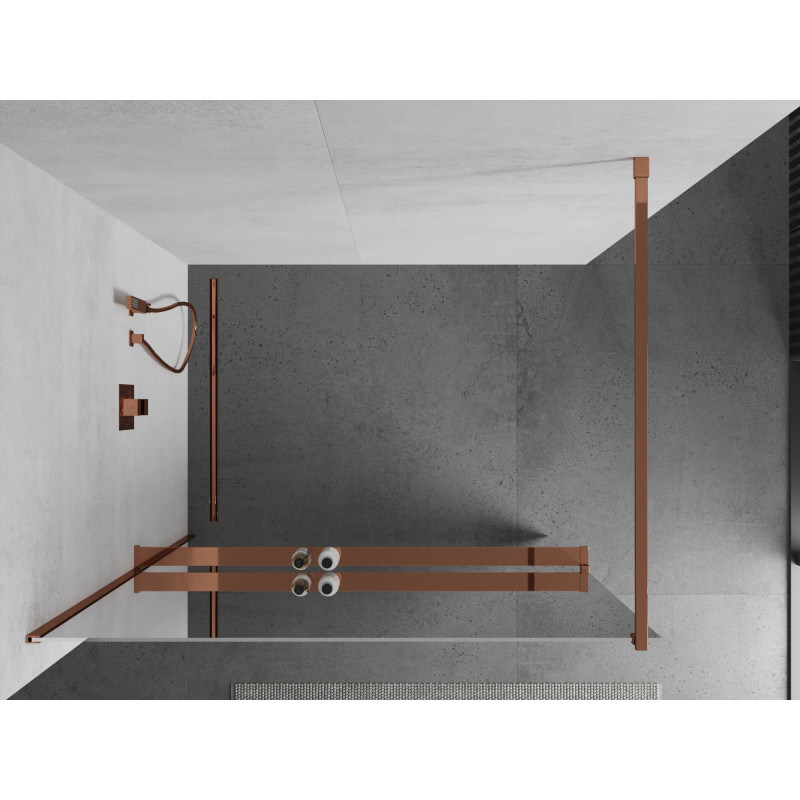 Mexen Kioto+ douchewand met schap Walk-in 80 x 200 cm, spiegel, roze goud - 800-080-121-60-50