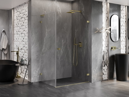 Mexen Lunar-B L draaideur douchecabine rechts 80 x 70 cm, transparant, goud geborsteld - 832L-080-070-55-00-P