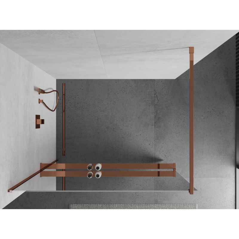 Mexen Kioto+ paroi de douche avec étagère Walk-in 120 x 200 cm, miroir, or rose - 800-120-121-60-50
