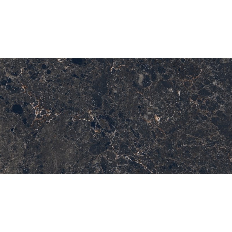 Mexen Slik Emperador Black Glazed Rectified Porcelain Stoneware G1, Floor and Wall Tile 120 x 60 cm, High Gloss