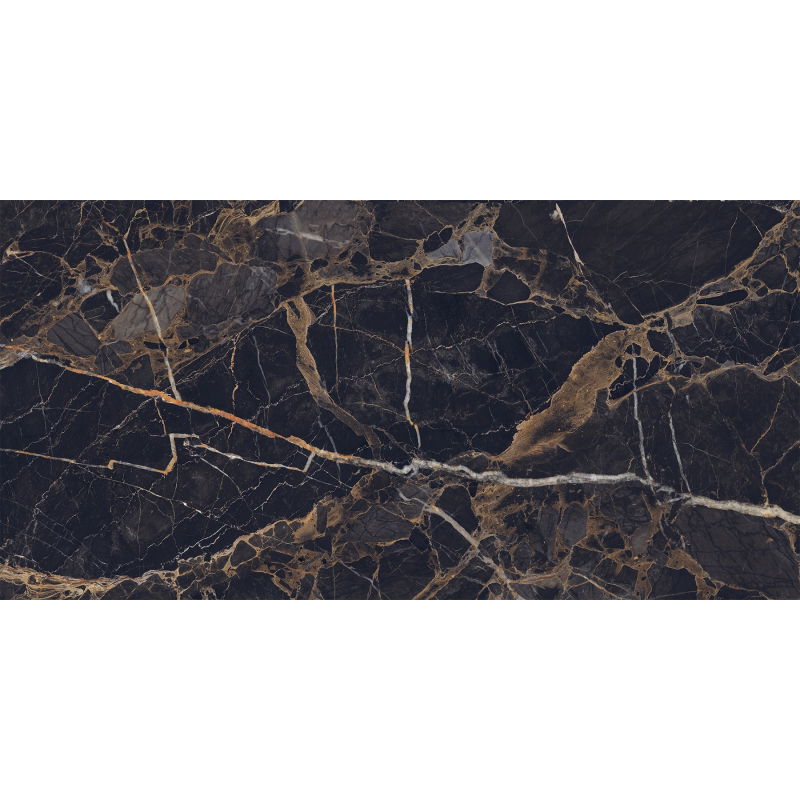 Mexen Orlo Black glazed rectified porcelain tile G1, floor-wall tile 120 x 60 cm, high gloss - TL211-120-060-00
