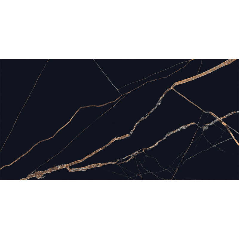 Mexen Fossil Black glazed rectified G1 tile, floor-wall 120 x 60 cm, high gloss - TL213-120-060-00
