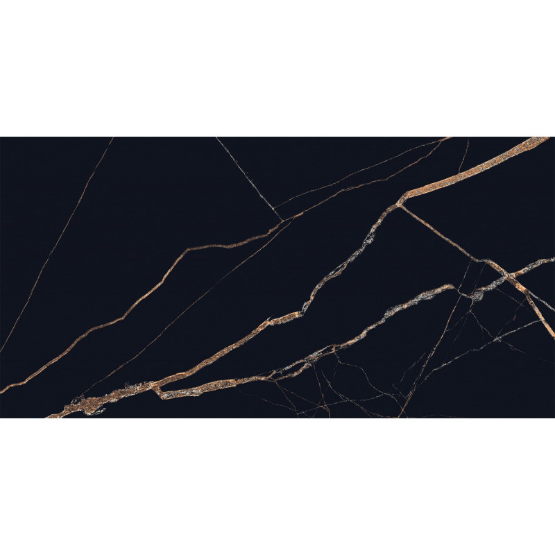 Mexen Fossil Black gres szkliwiony rekt. G1, płytka podłogowo-ścienna 120 x 60 cm, wysoki połysk - TL213-120-060-00