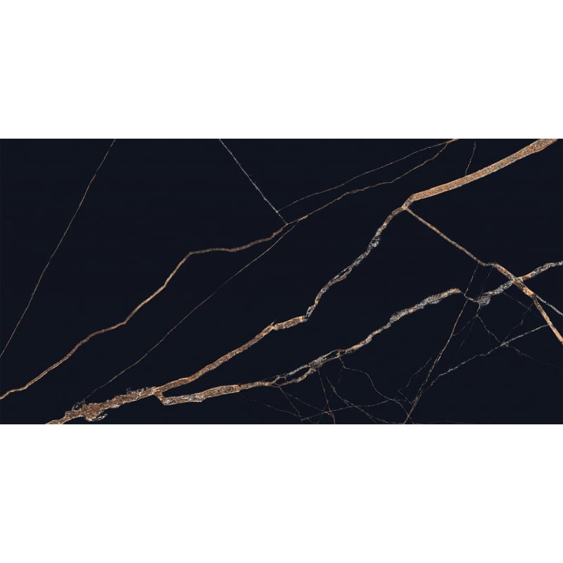 Mexen Fossil Zwart geglazuurde gerectificeerde gres G1, vloer- en wandtegel 120 x 60 cm, hoge glans - TL213-120-060-00