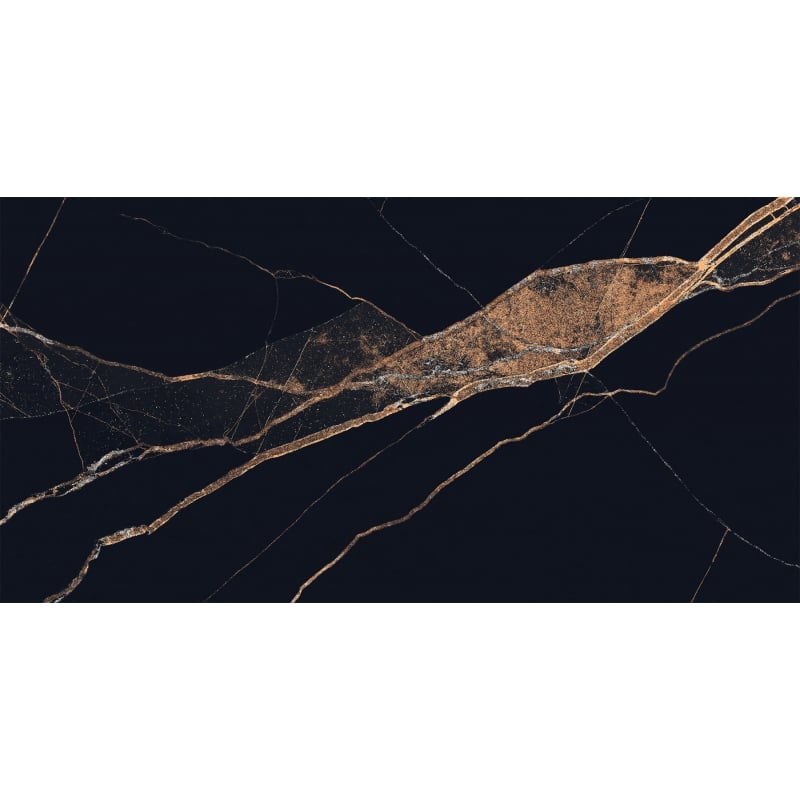 Mexen Fossil Gres nero smaltato rettificato G1, piastrella pavimento-parete 120 x 60 cm, alto lucido - TL213-120-060-00