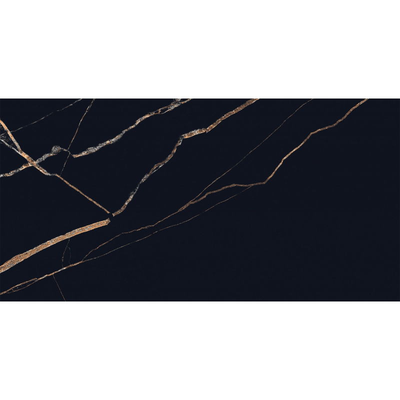 Mexen Fossil Črn glaziran gres rekten. G1, talno-stenska ploščica 120 x 60 cm, visok sijaj - TL213-120-060-00