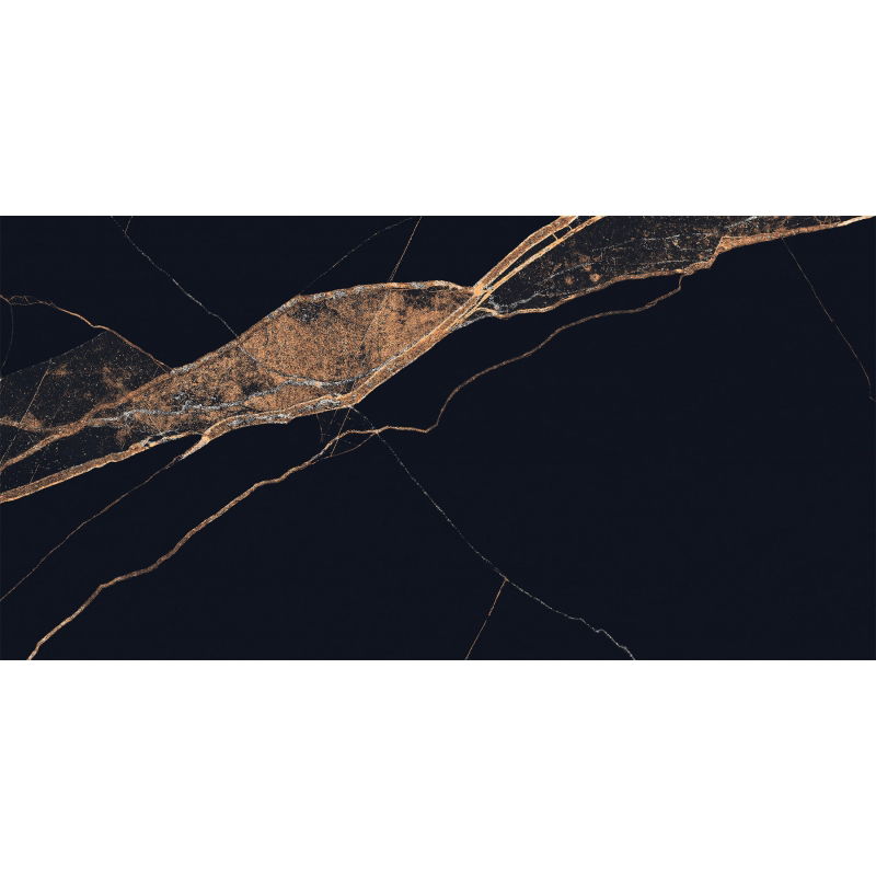 Mexen Fossil Black geglazuurde gerectificeerde gres G1, vloer- en wandtegel 120 x 60 cm, hoge glans - TL213-120-060-00