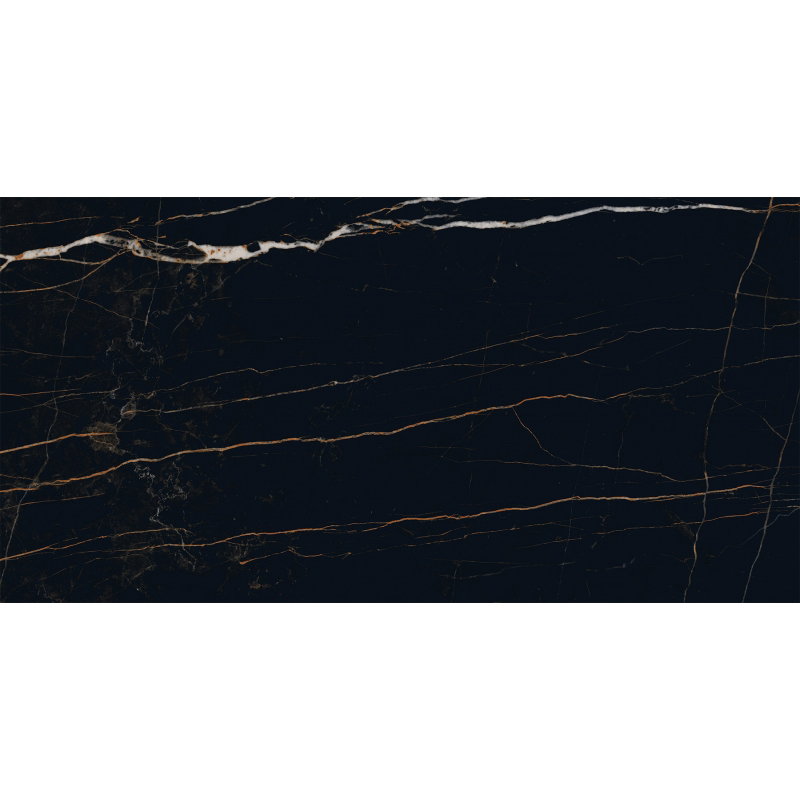 Mexen Flamingo Črna glazirana kamnina rek. G1, talna in stenska ploščica 120 x 60 cm, visoki sijaj - TL215-120-060-00