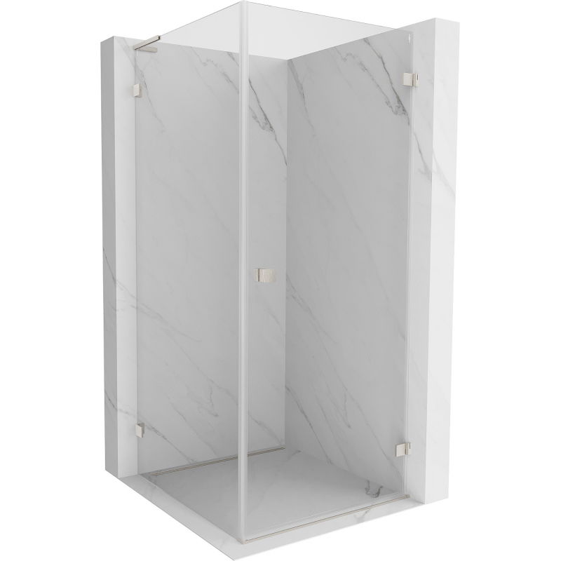 Mexen Lunar-B L Duschkabine schwenkbar rechts 80 x 80 cm, transparent, gebürsteter Nickel - 832L-080-080-97-00-P
