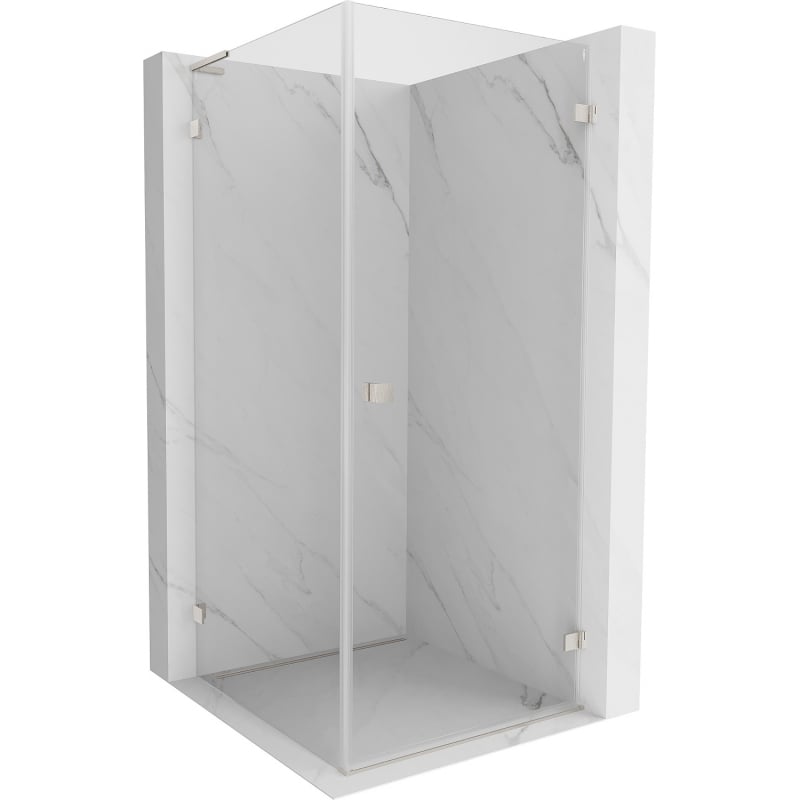 Mexen Lunar-B L Pivot Shower Enclosure Right 90 x 90 cm, Transparent, Brushed Nickel - 832L-090-090-97-00-P