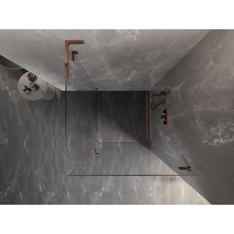 Mexen Lunar-B L cabina doccia a battente destra 70 x 70 cm, trasparente, oro rosa - 832L-070-070-60-00-P