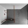 Mexen Kioto+ ścianka prysznicowa z półką Walk-in 90 x 200 cm, czarna kratka, różowe złoto - 800-090-121-60-77