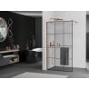 Mexen Kioto+ paroi de douche avec étagère Walk-in 100 x 200 cm, grille noire, or rose - 800-100-121-60-77
