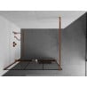 Mexen Kioto+ ścianka prysznicowa z półką Walk-in 120 x 200 cm, czarna kratka, różowe złoto - 800-120-121-60-77