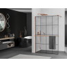 Mexen Kioto+ dušisein riiuliga Walk-in 130 x 200 cm, must ruudustik, roosa kuld - 800-130-121-60-77