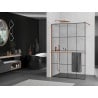 Mexen Kioto+ paroi de douche avec étagère Walk-in 140 x 200 cm, grille noire, or rose - 800-140-121-60-77