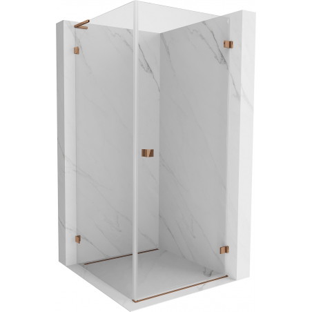 Mexen Lunar-B L dušinurk, parempoolne 80 x 80 cm, läbipaistev, roosa kuld - 832L-080-080-60-00-P