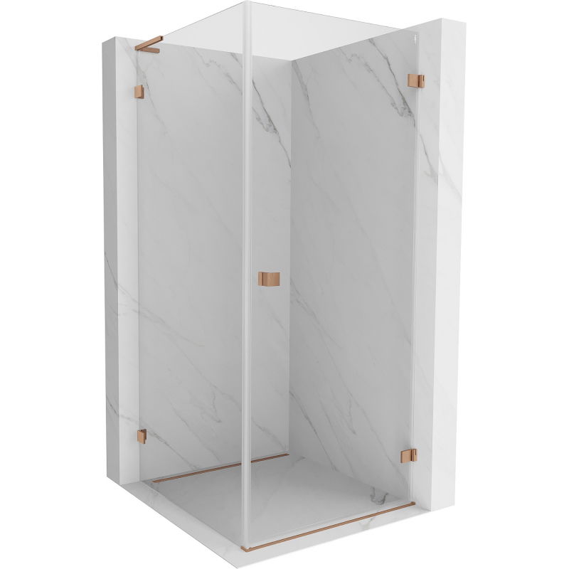 Mexen Lunar-B L douchecabine scharnierend rechts 80 x 80 cm, transparant, geborsteld koper - 832L-080-080-65-00-P