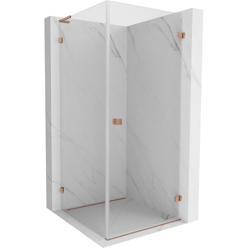 Mexen Lunar-B L right-hinged shower enclosure 80 x 80 cm, transparent, brushed copper - 832L-080-080-65-00-P