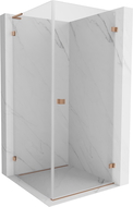Mexen Lunar-B L cabine de douche pivotante droite 80 x 80 cm, transparent, cuivre brossé - 832L-080-080-65-00-P