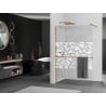 Mexen Kioto+ muro de ducha con estante Walk-in 120 x 200 cm, diseño blanco, oro rosa - 800-120-121-60-85