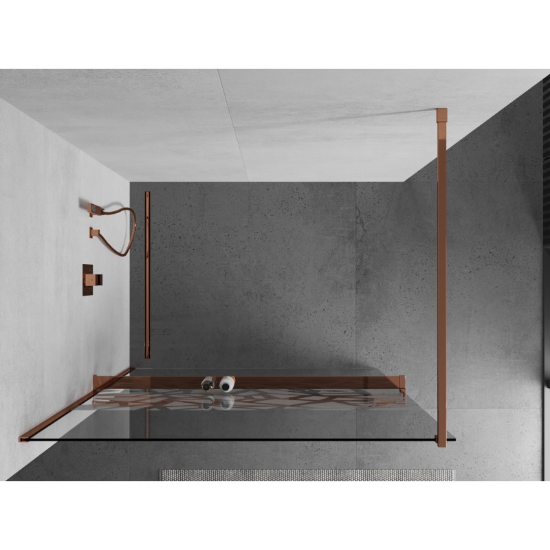 Mexen Kioto+ dušisein riiuliga Walk-in 120 x 200 cm, valge muster, roosa kuld - 800-120-121-60-85