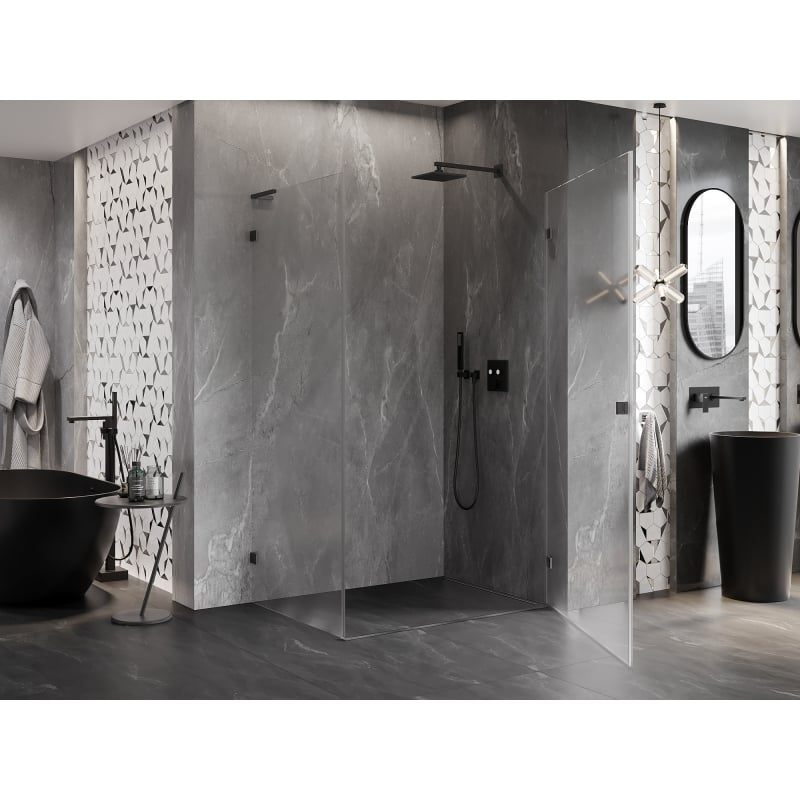 Mexen Lunar-B L right swing shower cabin 80 x 70 cm, transparent, brushed gun gray - 832L-080-070-66-00-P