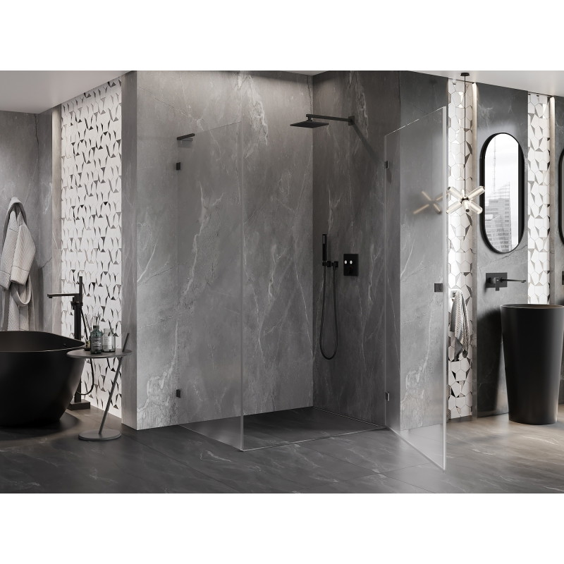 Mexen Lunar-B L avatav dušikabiin, parempoolne 100 x 80 cm, läbipaistev, harjatud gun gray - 832L-100-080-66-00-P