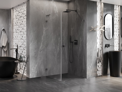 Mexen Lunar-B L duschkabin med svängdörr höger 90 x 90 cm, genomskinlig, borstad gun gray - 832L-090-090-66-00-P