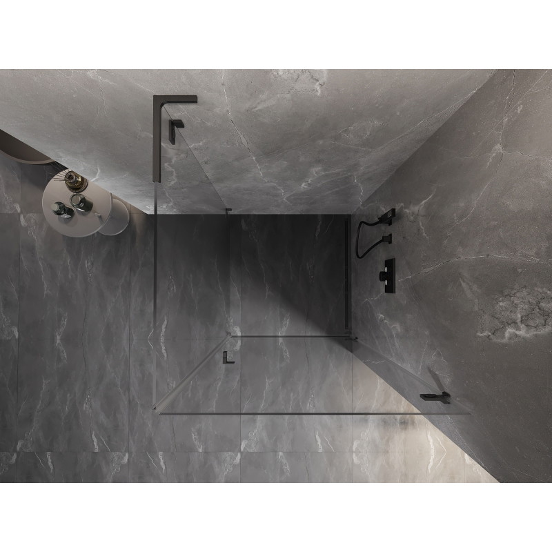 Mexen Lunar-B L dušinurk, istutav parem 100 x 100 cm, läbipaistev, harjatud püssihall - 832L-100-100-66-00-P