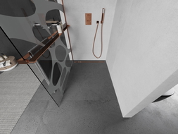 Mexen Kioto+ douchewand met plank Walk-in 120 x 200 cm, witte golf, roze goud - 800-120-121-60-97