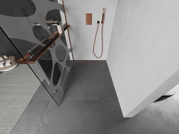 Mexen Kioto+ paroi de douche avec étagère Walk-in 120 x 200 cm, vague blanche, or rose - 800-120-121-60-97