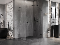 Mexen Lunar-B L cabina doccia ad apertura destra 90 x 80 cm, trasparente, nero - 832L-090-080-70-00-P