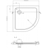 Mexen Rio semi-circular shower enclosure 80 x 80 cm, transparent, black + Flat shower tray, white - 863-080-080-70-00-4110B
