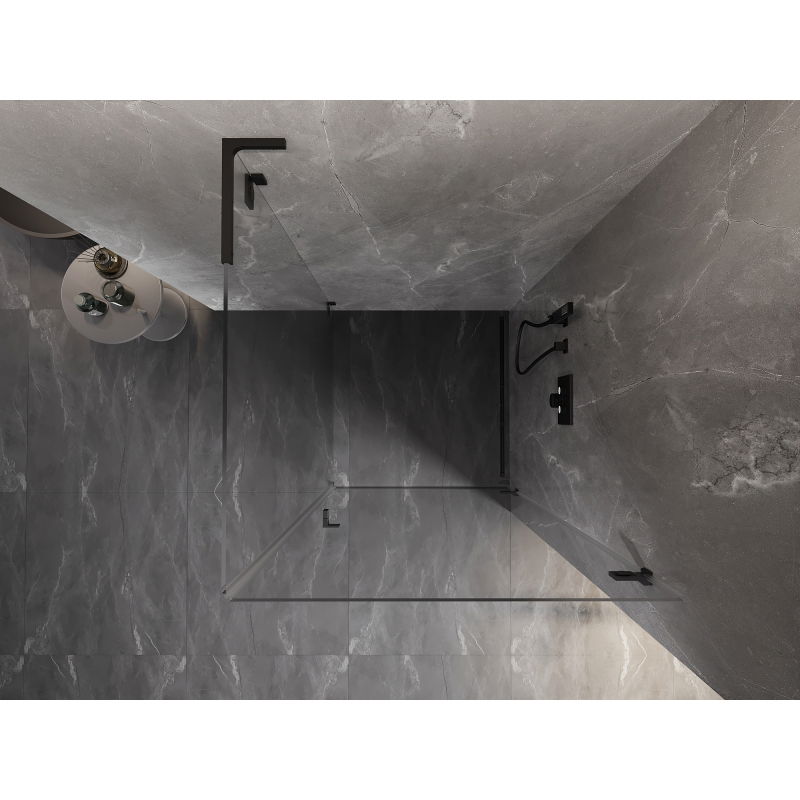 Mexen Lunar-B L ντουζιέρα ανοιγόμενη δεξιά 90 x 90 cm, διάφανη, μαύρη - 832L-090-090-70-00-P