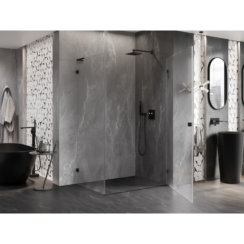 Mexen Lunar-B L dušinurk, parempoolne 95 x 90 cm, läbipaistev, must - 832L-095-090-70-00-P