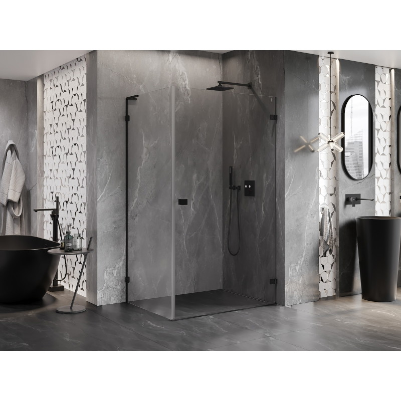 Mexen Lunar-B L dušinurk, parempoolne 95 x 90 cm, läbipaistev, must - 832L-095-090-70-00-P